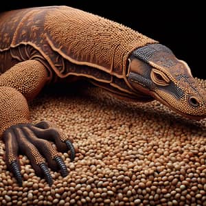 Hyperrealistic Komodo Dragon Sculpture Made with Lentil Scales