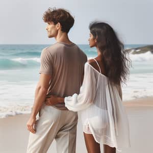 Seaside Couple Enjoying the View | Beach Romance Photo