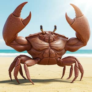 Muscular Crab: Strength Meets Humor on the Beach