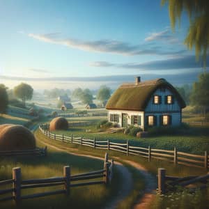 Peaceful Farmland Landscape with a Quaint House