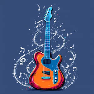 Animated Guitar Drawing with Music Notes