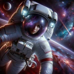 Female Astronaut Exploring Cosmic Expanse | Space Adventure