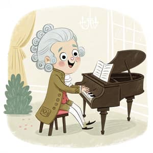 Mozart Caricature with Piano Art