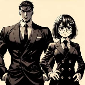 Asian Man and Anime Girl Illustration: Power Dynamics Portrayed