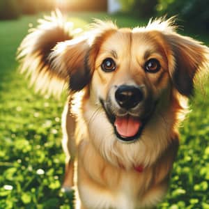 Medium-Sized Dog with Shiny Fur in Green Grass | Playful Canine