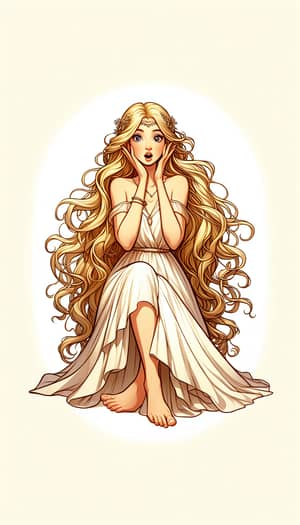 Majestic Goddess Ostara in Shock | White Summer Dress