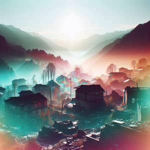 Translucent Colors in a Ruined Village Scene