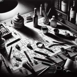 Noir Crime Scene Art: Graphite Pencil Mystery