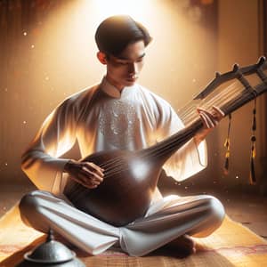 Sanh Playing Traditional Musical Instrument