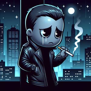 Sad Minion in Leather Jacket - Night City Vibes