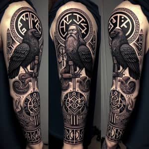 Viking Arm Tattoo Sleeve With Intricate Nordic Designs AI Art 