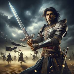 Epic Middle-Eastern Warrior in Battle - Powerful Image