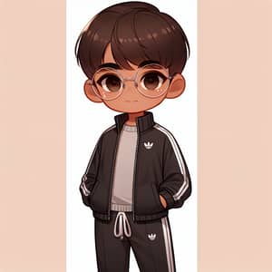 Brown-Skinned Boy in Stylish Sportswear | Trendy Glasses