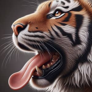 Fluffy Tiger Panting with a Cute Tongue Out