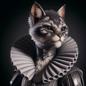 Grey Tabaxi Female Rogue with Elizabethan Collar