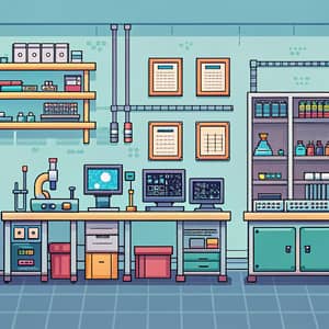 Pixel Game Set in a Lab Background