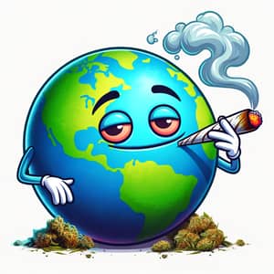 Colorful Globe Smoking Marijuana - Global Relaxation