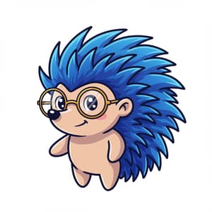 Cartoon Hedgehog Mascot with Round Persol Glasses