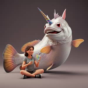 3D Pixar-Inspired Happy Unicorn Barramundi