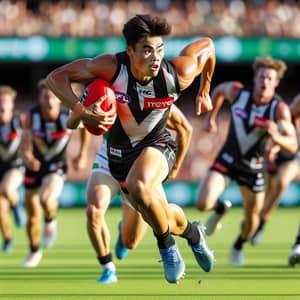 Asian AFL Footballer: Lightning-Fast Action Shot