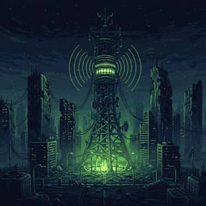 Dystopian Pixel Art: A City in Ruins