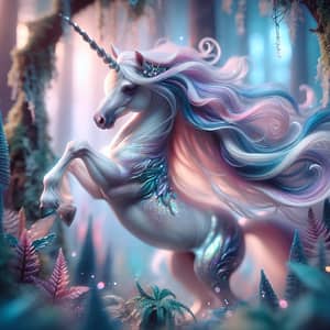 Majestic Unicorn in Enchanted Woodland