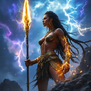 Fierce Amazonian Warrior Queen in Lightning