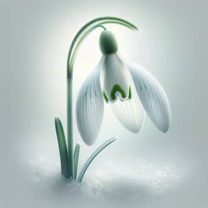 Realistic Photo of a Snowdrop Flower in Detail