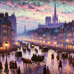 Impressionist Cityscape Art: Twilight Vibrance