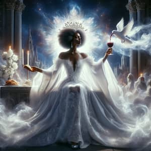 Divine Black Woman on Majestic Throne in New Jerusalem