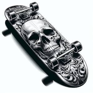 Detailed Skull Skateboard Illustration