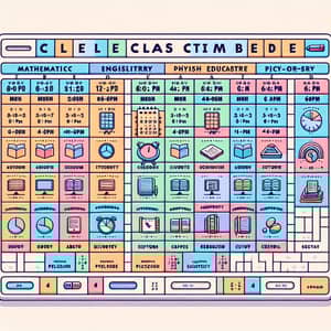 Color-Coded College Class Timetable for Easy Recognition