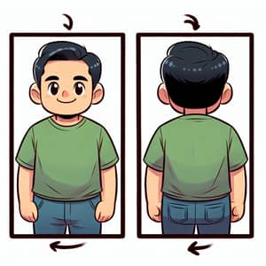 Cheerful South Asian Man Cartoon Character in Dual Frames