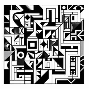 Geometric Black and White with Hieroglyphics