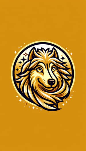 Golden Wolf Face: Friendly & Majestic Art