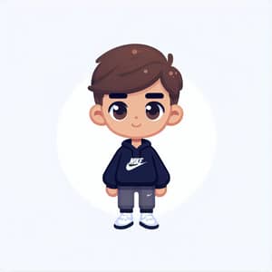 Brown-Skinned Boy with Short Brown Hair in Navy Blue Sweatshirt