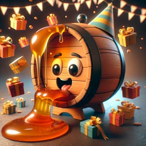 Whimsical Birthday Celebration with Anthropomorphic Honey Barrel