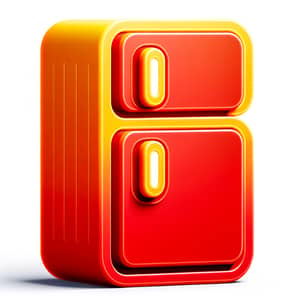 Vibrant Red and Yellow 3D Refrigerator Icon