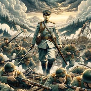 Historic War Anime Scene | Artistic Representation of a Dramatic Battle