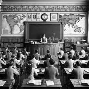 Traditional Education Classroom in Black and White