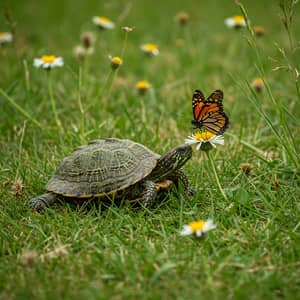 Turtle and Butterfly: Nature's Unique Duo