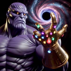 Thanos Opens Black Hole with Golden Gauntlet