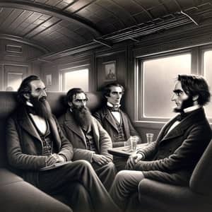 Victorian Train Cabin Intellectual Discourse