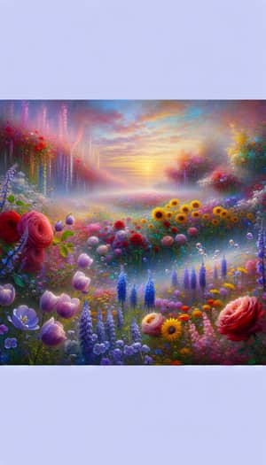 Enchanting Meadow of Multicolored Flowers - Serene Nature Scene