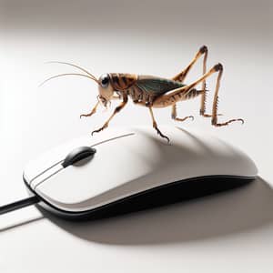 Lifelike Cricket on Computer Mouse Cursor