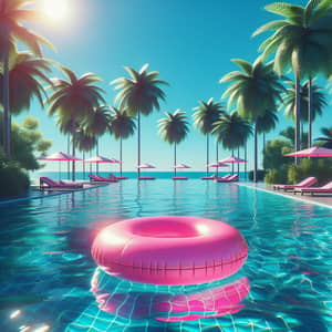 Hyperrealistic Pink Circle in Azure Pool