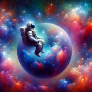 African Descendant Astronaut in Surreal Celestial Painting