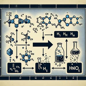 Chemical Reaction Illustration: 2C5H10 + 4KMnO4 + 6H2SO4