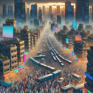 Overpopulated Futuristic City in Pakistan | Chaos & Urgency Art