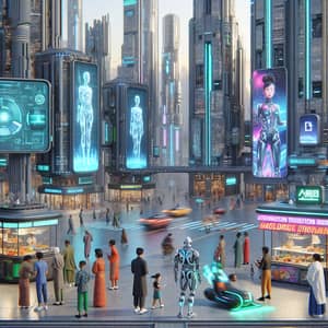 Hyper-Realistic Futuristic Cyber City Square Model